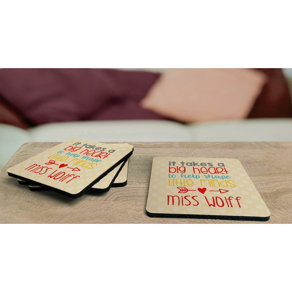 Teacher Quote Coaster Rubber Back - On Coffee Table