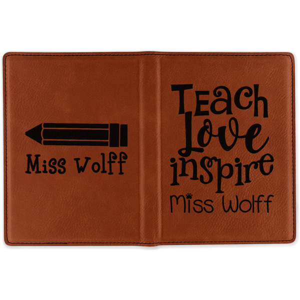 Teacher Quotes and Sayings Cognac Leather Passport Holder Outside Double Sided - Apvl