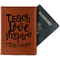 Teacher Quotes and Sayings Cognac Leather Passport Holder With Passport - Main