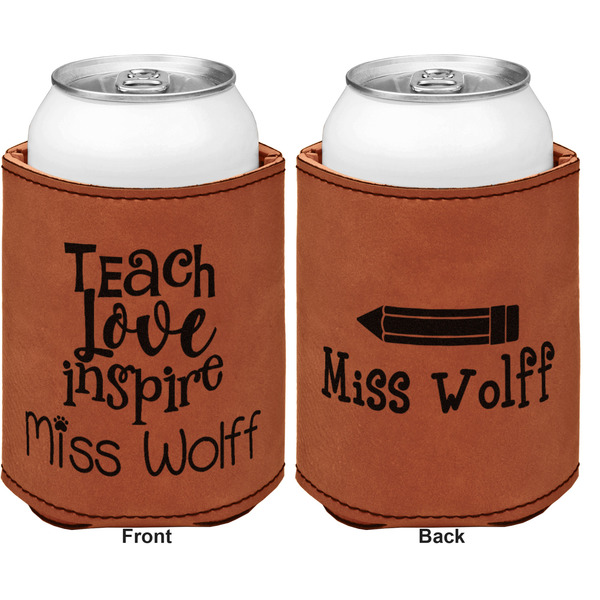 Teacher Quotes and Sayings Cognac Leatherette Can Sleeve - Double Sided Front and Back