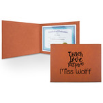 Teacher Gift Leatherette Certificate Holder - Front Only (Personalized)