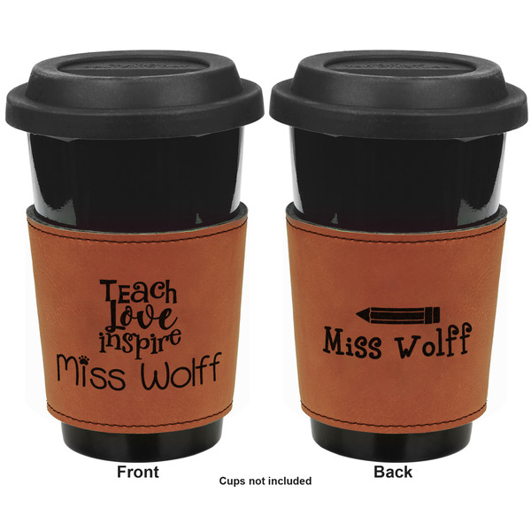 Teacher Quotes and Sayings Cognac Leatherette Mug Sleeve - Double Sided Apvl