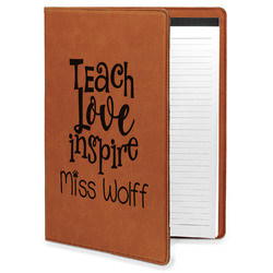 Teacher Quote Leatherette Portfolio with Notepad - Large - Single Sided (Personalized)
