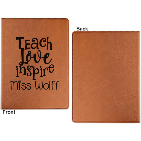 Teacher Quotes and Sayings Cognac Leatherette Portfolios with Notepad - Large - Single Sided - Apvl