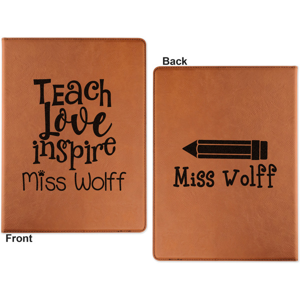 Teacher Quotes and Sayings Cognac Leatherette Portfolios with Notepad - Small - Double Sided- Apvl
