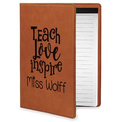 Teacher Quote Leatherette Portfolio with Notepad - Small - Double Sided (Personalized)