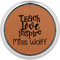 Teacher Quotes and Sayings Cognac Leatherette Round Coasters w/ Silver Edge - Single
