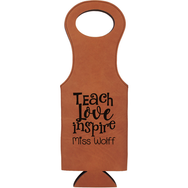 Custom Teacher Gift Leatherette Wine Tote (Personalized)