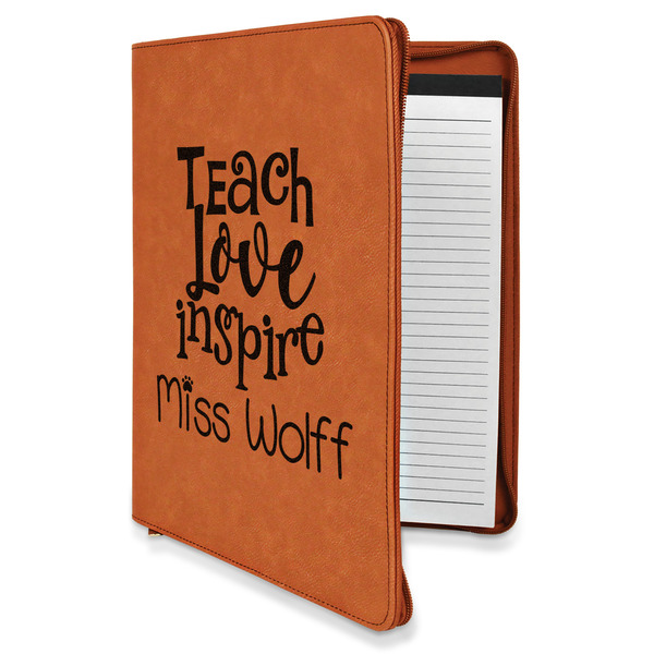 Custom Teacher Gift Leatherette Zipper Portfolio with Notepad - Single-Sided (Personalized)
