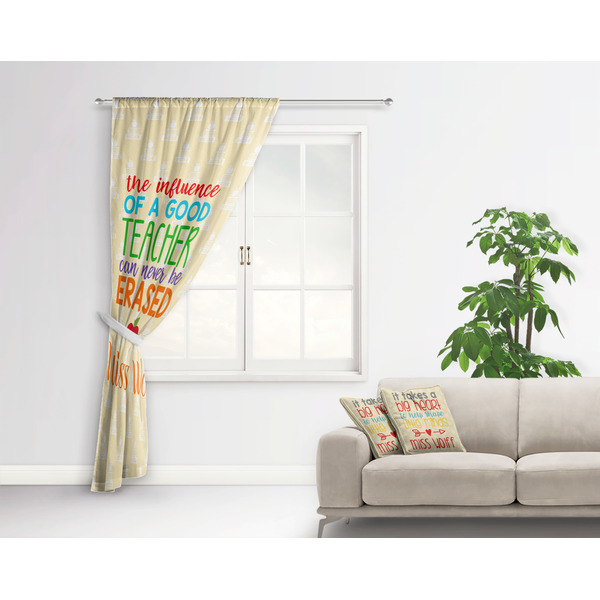 Teacher Quotes and Sayings Curtain With Window and Rod - in Room Matching Pillow