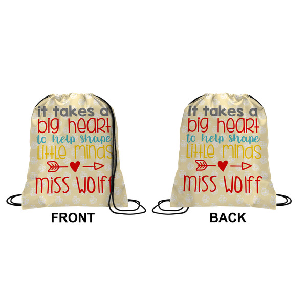 Teacher Quotes and Sayings Drawstring Backpack Front & Back Small