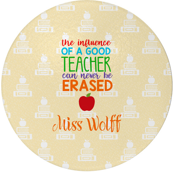 Custom Teacher Gift Round Glass Cutting Board (Personalized)