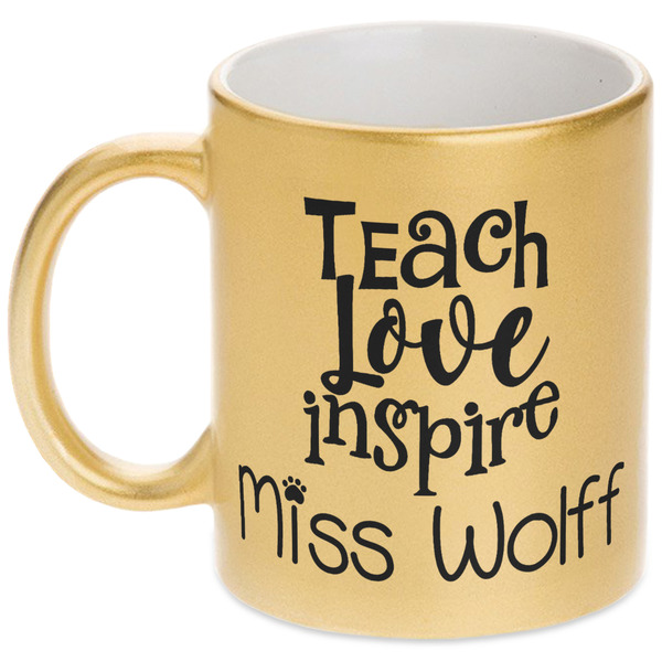Custom Teacher Gift Metallic Gold Mug (Personalized)