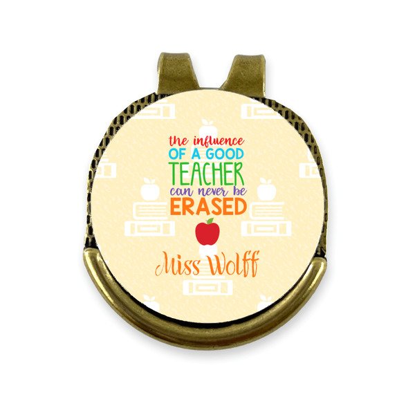 Custom Teacher Gift Golf Ball Marker - Hat Clip - Gold (Personalized)