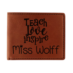 Teacher Gift Leatherette Bifold Wallet - Double-Sided (Personalized)