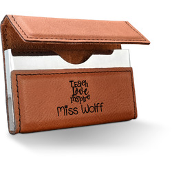 Teacher Gift Leatherette Business Card Holder - Single-Sided (Personalized)