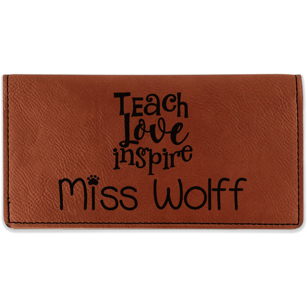 Custom Teacher Gift Leatherette Checkbook Holder - Single-Sided (Personalized)