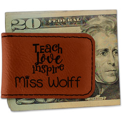 Teacher Quote Leatherette Magnetic Money Clip (Personalized)