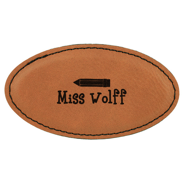 Custom Teacher Gift Leatherette Oval Name Badge with Magnet (Personalized)