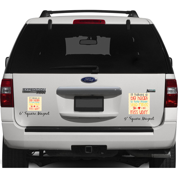 Teacher Quotes and Sayings Personalized Square Car Magnets on Ford Explorer