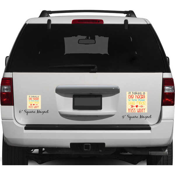 Teacher Quotes and Sayings Personalized Square Car Magnets on Ford Explorer