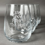 Teacher Gift Stemless Wine Glasses - Laser Engraved- Set of 4 (Personalized)