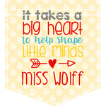 Teacher Quote Iron On Faux Pocket (Personalized)