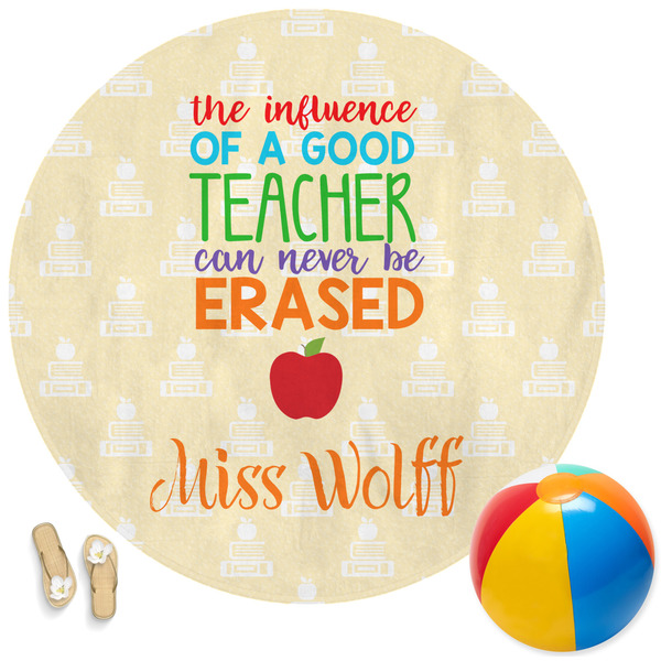 Custom Teacher Gift Round Beach Towel (Personalized)