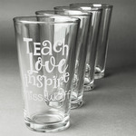 Teacher Gift Pint Glasses - Laser Engraved - Set of 4 (Personalized)