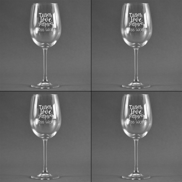 Teacher Quotes and Sayings Set of Four Personalized Wineglasses (Approval)