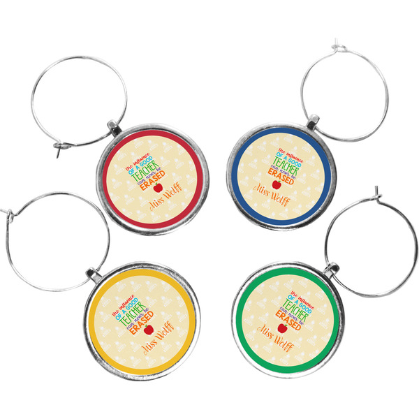 Custom Teacher Gift Wine Charms - Set of 4 (Personalized)