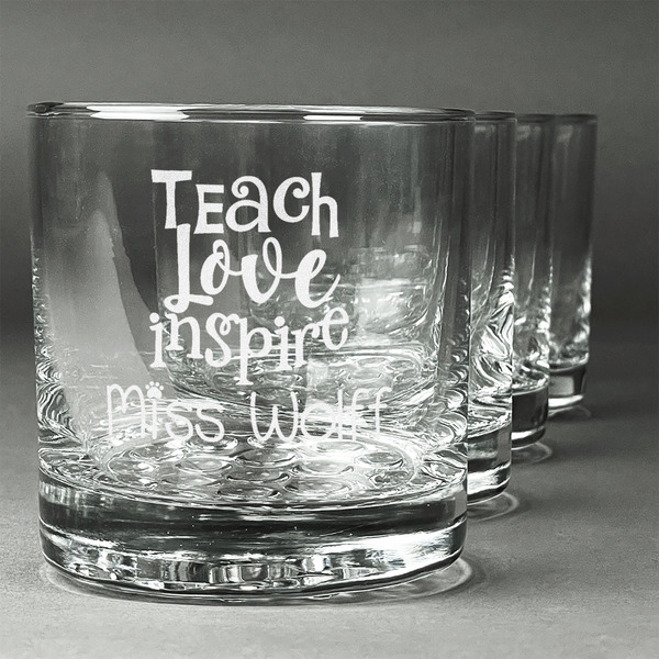 Custom Teacher Gift Whiskey Glasses - Engraved - Set of 4 (Personalized)