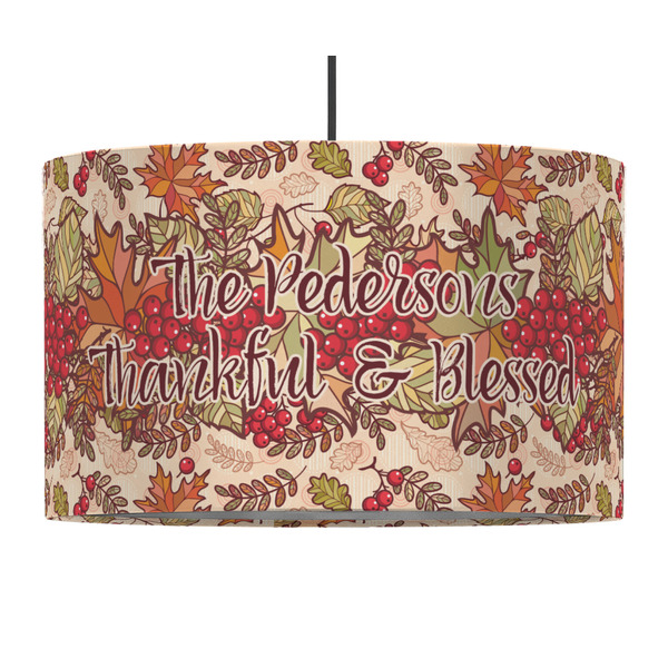 Custom Thankful & Blessed 12" Drum Pendant Lamp - Fabric (Personalized)