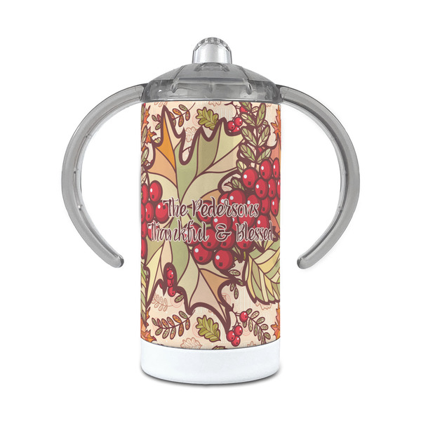 Custom Thankful & Blessed 12 oz Stainless Steel Sippy Cup (Personalized)