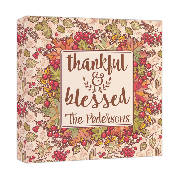 Custom Thankful & Blessed Canvas Print - 12x12 (Personalized)
