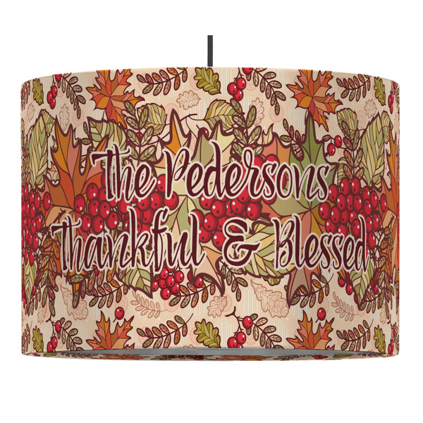 Custom Thankful & Blessed 16" Drum Pendant Lamp - Fabric (Personalized)