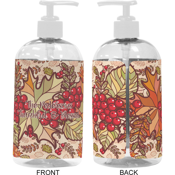 Thankful & Blessed 16 oz Plastic Liquid Dispenser- Approval- White