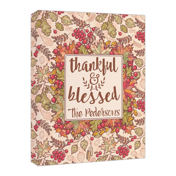 Custom Thankful & Blessed Canvas Print - 16x20 (Personalized)