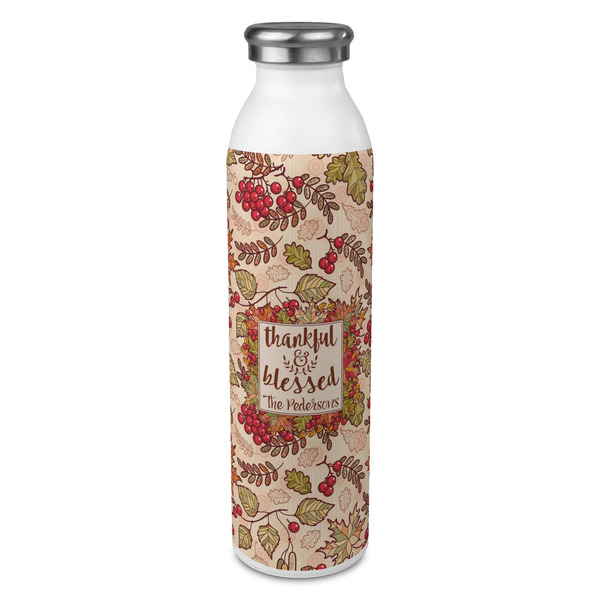 Custom Thankful & Blessed 20oz Stainless Steel Water Bottle - Full Print (Personalized)