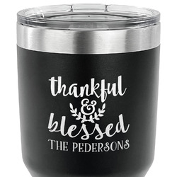 Thankful & Blessed 30 oz Stainless Steel Tumbler - Black - Single Sided (Personalized)