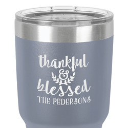 Thankful & Blessed 30 oz Stainless Steel Tumbler - Grey - Single-Sided (Personalized)