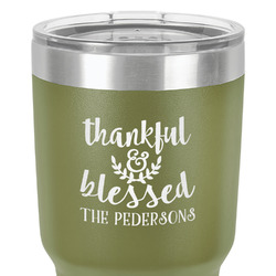 Thankful & Blessed 30 oz Stainless Steel Tumbler - Olive - Double-Sided (Personalized)