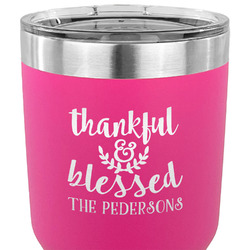 Thankful & Blessed 30 oz Stainless Steel Tumbler - Pink - Double Sided (Personalized)