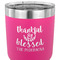 Thankful & Blessed 30 oz Stainless Steel Ringneck Tumbler - Pink - CLOSE UP