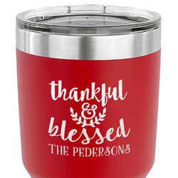Thankful & Blessed 30 oz Stainless Steel Tumbler - Red - Single Sided (Personalized)