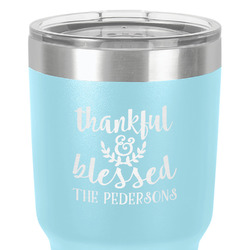 Thankful & Blessed 30 oz Stainless Steel Tumbler - Teal - Single-Sided (Personalized)