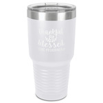Thankful & Blessed 30 oz Stainless Steel Tumbler - White - Single-Sided (Personalized)