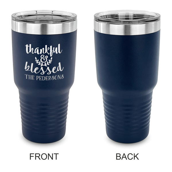Thankful & Blessed 30 oz Stainless Steel Ringneck Tumblers - Navy - Single Sided - APPROVAL