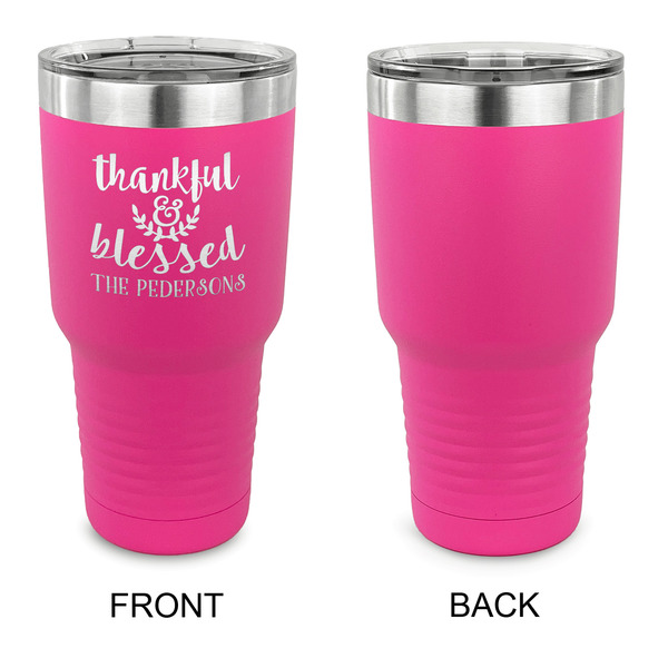 Thankful & Blessed 30 oz Stainless Steel Ringneck Tumblers - Pink - Single Sided - APPROVAL