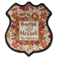 Thankful & Blessed Iron On Shield Patch C w/ Name or Text